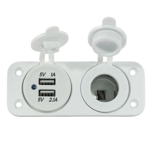 TOMA DOBLE USB A + MECHERO BLANCA