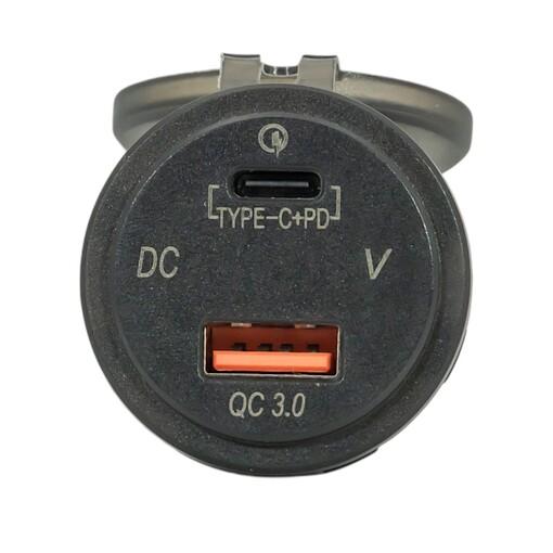 TOMA USB C+USB A CON VOLTÍMETRO NEGRA