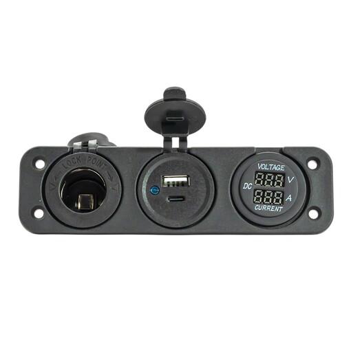 TOMA USB C/A + MECHERO + MULTÍMETRO